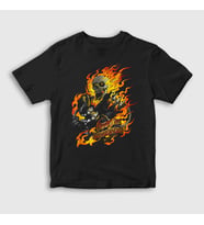 Presmono Unisex Çocuk Siyah Ghost Rider Hediye Motorcu Motorsiklet T-Shirt 508847tt