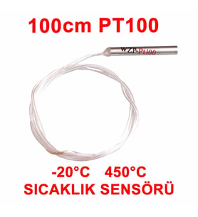PT100 Platinyum Isı Sıcaklık Sensörü 100cm Su Geçirmez -200C to 450C Metal Koruyucu Dalgıç Prob Term