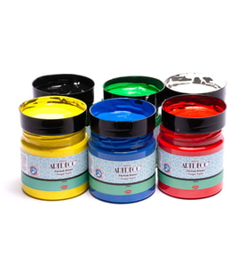 Artdeco Yıkanabilir Parmak Boyası 6 Renk x 250 ml Kavanoz (Pratik Kullanım) 
