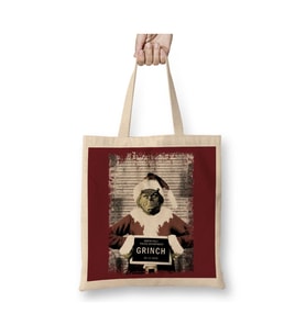 The Grinch Christmas Mugshot Yılbaşı Beyaz Bez Çanta Uzun Saplı Alışveriş Çantası