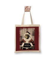 The Grinch Christmas Mugshot Yılbaşı Beyaz Bez Çanta Uzun Saplı Alışveriş Çantası