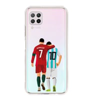Huawei P40 Lite Uyumlu Lionel Messi ve Cristiano Ronaldo Desenli Şeffaf Telefon Kılıfı