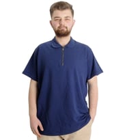 Mode XL T-shirt Polo Likralı Fermuarlı Yaka 21029 İndigo
