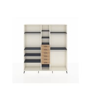 Arges Dolap 10 Raflı 6 Çekmeceli 3 Askılı 220x30x243 Aytaşı-Antrasit/Çam