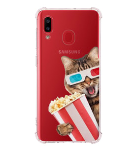 PrintiFy Samsung Galaxy A20 Uyumlu Kedi 1 Baskılı Şeffaf Köşe Korumalı Antişok Kılıf