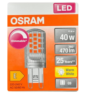 Osram 4W (40W) 2700K (Sarı Işık) G9 Duylu Dim Edilebilir Led Kapsül Ampul