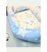 Babynest Yastıklı Çok Amaçlı Anne Yanı Minder Alt Açma Mavi Bebek Yatak