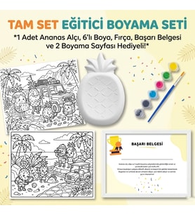 Tam Set Alçı Boyama Seti Çocuk Aktivite Seti Eğitici Çocuk Boyama Seti Ananas Figür Boyama