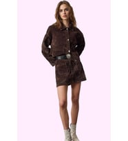 Kadın Mini Denim Etek Renk A line Kalıp Pamuk Günlük Stil Hafta Sonu Yaz Aylarının Vazgeçilmezi (Kahverengi)