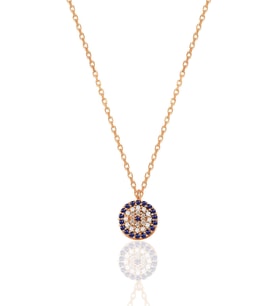 Gümüş rose zirkon taşlı nazar kolye SGTL12511ROSE