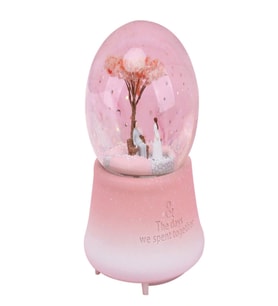 Romantik Aşıklar Müzikli Işıklı Kar Küresi (Pembe)