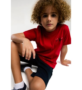 U.S. Polo Assn. Erkek Çocuk Sırt Yazılı Kırmızı Şortlu Bermuda Pijama Takım