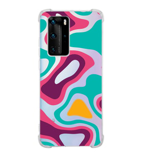 PrintiFy Huawei P40 Pro Uyumlu Köşe Korumalı Renkli Desen Tasarımlı Şeffaf Silikon Kılıf