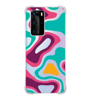 PrintiFy Huawei P40 Pro Uyumlu Köşe Korumalı Renkli Desen Tasarımlı Şeffaf Silikon Kılıf
