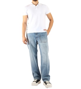 Dikiş Detaylı Çok Cepli Mavi Wide Leg Pantolon