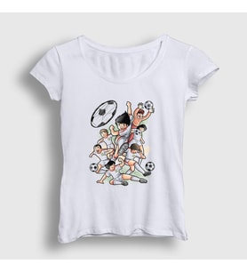 Presmono Kadın Beyaz Niupi Futbol Anime Kaptan Captain Tsubasa T-Shirt 325523tt
