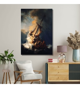 Tekli Dikey Kanvas Duvar Tablosu Rembrandt Celile Denizi'nde Fırtına