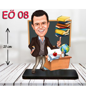 Kişiye Özel Ahşap Biblo - Erkek Öğretmen Karikatür Biblo - Öğretmen Biblo 8