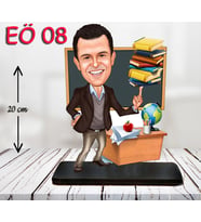 Kişiye Özel Ahşap Biblo - Erkek Öğretmen Karikatür Biblo - Öğretmen Biblo 8
