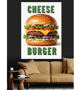 Lezzetli Hamburger Fast Food Dekoratif Kanvas - Mdf Ahşap Tablo