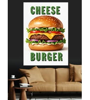 Lezzetli Hamburger Fast Food Dekoratif Kanvas - Mdf Ahşap Tablo