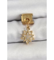 316L Çelik Sallantılı Zirkon Taşlı Yıldız Model Gold Renk Nomination Charm 5886