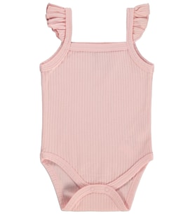 Albimini Askılı Fırfırlı 0-18 Ay Çıtçıtlı Badi - Pembe