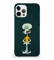 Apple iPhone 12 Pro Max Soft Premier Kapak Squidward Dokunaç Tasarımlı Silikon Kılıf - Yeşil (Şeffaf)