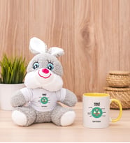 Kişiye Özel Terazi Burcuna Hediye Peluş Tavşan ve Sarı Kupa