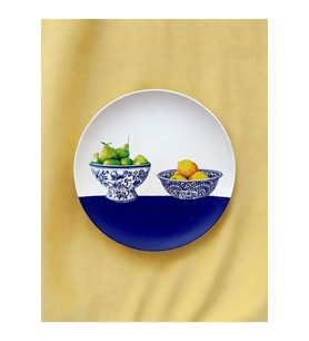 Limonlu Blue blanc Meyve Duvar Tabağı Dekoratif Bahçe Balkon Mutfak Salon Duvar Süsü No:135