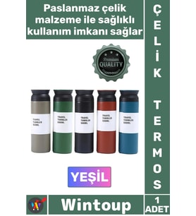 #Termos Paslanmaz Sızdırmaz Vakumlu Isı Koruyucu Hediyelik Kamp Piknik Yeşil Şık Çelik Termos 500 ML