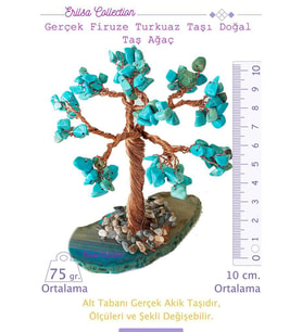 Sertifikalı Gerçek Firuze (turkuaz) Doğal Taşı Ağaç - Akik Plakalı