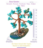 Sertifikalı Gerçek Firuze (turkuaz) Doğal Taşı Ağaç - Akik Plakalı (Çok Renkli)