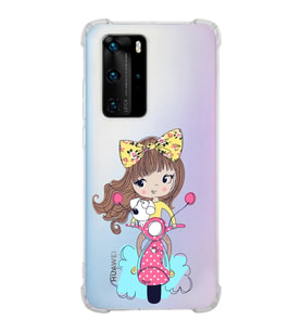 Huawei P40 Pro Uyumlu Köşe Korumalı Antişok Kapak Vespagirl Tasarımlı Şeffaf Silikon Kılıf
