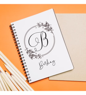 Baş Harfli İsim Tasarımlı Defter Kişiye Özel