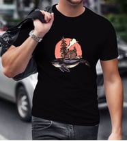 BK Gift Balina Tasarımlı Siyah T-Shirt-2