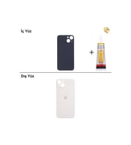 iPhone 13 mini Beyaz Arka Kapak Arka Cam Batarya Kapağı Lazer Kesim Kapak Pil Kapağı + B-7000 Yapıştırıcı