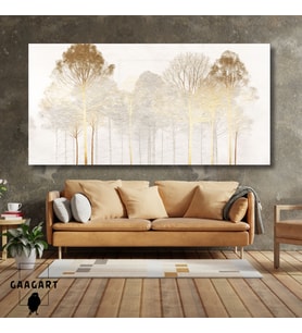 Panoramik Kanvas Duvar Tablosu Gold Soft Ağaç Manzarası