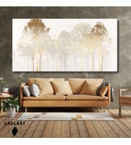 Panoramik Kanvas Duvar Tablosu Gold Soft Ağaç Manzarası