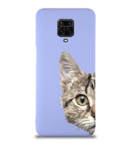 Xiaomi Redmi Note 9 Pro Uyumlu Lansman Kılıf Catface Tasarımlı İçi Kadife Kapak-Lila (Şeffaf)