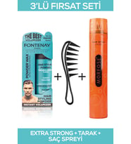Fontenay Saç Şekillendirici Pudra Toz Wax Matt Effect Mavi + Şekil Tarağı + 400ML Saç Spreyi 3'lü Set