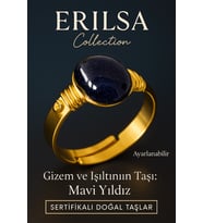 Sertifikalı Kalın Tımbıl Model Lacivert Yıldız Taşı Yüzük - Ayarlamalı (Çok Renkli)