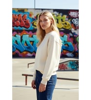 Kadın Bisiklet Yaka Düşük Kol Regular Kalıp Örme Sweatshirt Fonksiyonel Dayanıklı Kaliteli