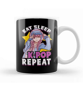 Cute & Funny Eat Sleep K Pop Repeat Korean Music Kupa Bardak Porselen