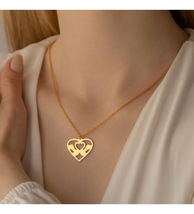 Kişiye Özel 925 Ayar Gümüş Tasarım Kalp Kuğu Kolye (Gold)
