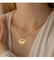Kişiye Özel 925 Ayar Gümüş Tasarım Kalp Kuğu Kolye (Gold)