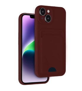 iPhone 14 Kılıf Kelvin Kartvizitli Silikon - Bordo