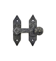 Antika Tarz Dekoratif Pirinç Kapı, Pencere Mandalı - 86x72 mm, Oksit