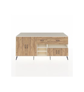 Kronos Konsol 5 Raflı 2 Çekmeceli 4 Kapaklı 220x59x99 Aytaşı-Çam/Çam