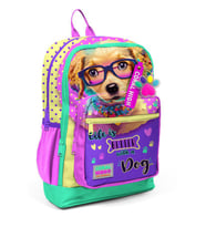 Coral High Dört Bölmeli Sarı Pembe Sevimli Köpek Desenli İlkokul Sırt  - Kız ve Erkek Çocuk